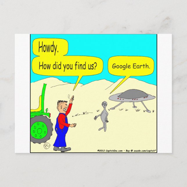 280 Google Earth Cartoon in colour Postcard (Front)