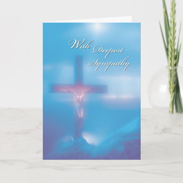 2845 Crucifix Blue Sympathy Card (Front)