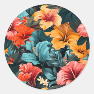 #28 Floral Pattern Classic Round Sticker