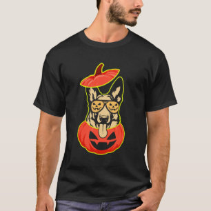 28 German Shepherd In Scary Pumpkin Shirt Funny Cu