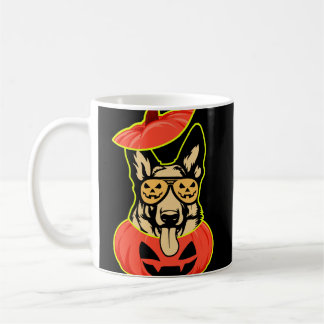 28 German Shepherd In Scary Pumpkin Shirt Funny Cu Coffee Mug