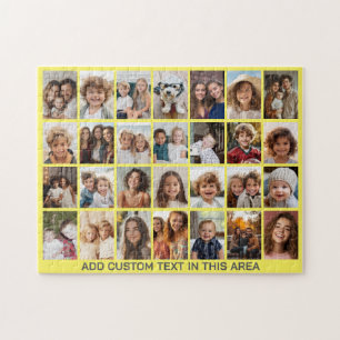 28 Photo Collage Grid - 1 Text box Butter Yellow Jigsaw Puzzle