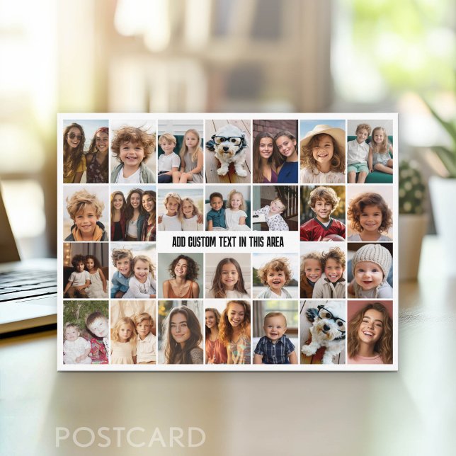 28 Photo Collage Grid - 1 Text box Postcard (Photo Postcard - Customize with your favorite photos)