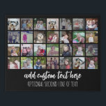 28 Photo Collage Grid - 2 Text boxes - black white Faux Canvas Print<br><div class="desc">Use 28 SQUARE photos to create a personal photo collage. This modern, clean layout includes 2 text blocks - one in a modern script and one in a san serif font to add a family name or a year or event. The background colour can be changed in the customise area....</div>