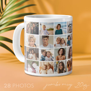 28 Photo Collage Grid - Modern, Minimal White Large Coffee Mug