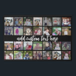 28 Photo Collage Grid - Script Text - black white Faux Canvas Print<br><div class="desc">Use 28 SQUARE photos to create a personal photo collage. This modern, clean layout includes a text block in a modern script font to add a family name or a name. The background colour can be changed in the customise area. ***For best results for this multi photo layout - crop...</div>