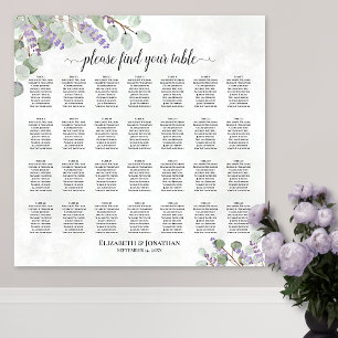 28 Table Wedding Seating Chart Eucalyptus Lavender