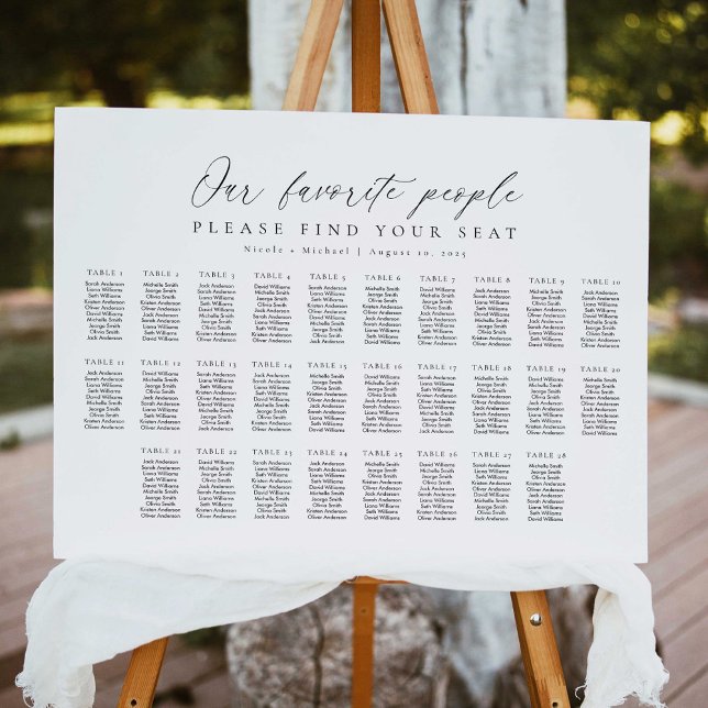 28 Tables Our Favourite People Seating Chart Plan (Creator Uploaded)