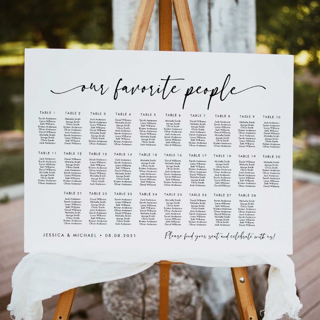 28 Tables Our Favourite People Seating Chart Plan (Creator Uploaded)