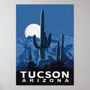 28"x20" Desert Coyote - Tucson, Arizona Poster