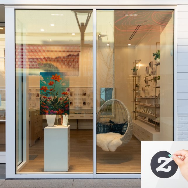 28" x 40" Floral Transparent Custom Cut  (Store Window)