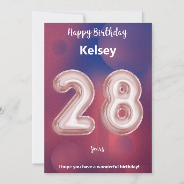 28 year old Happy Birthday card (Front)