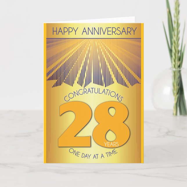 28 Year Sober Anniversary | Golden Ray 12 Step  Card (Front)