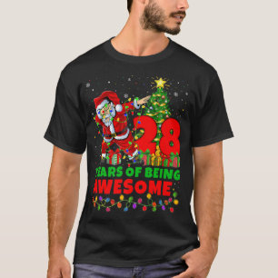 28 Years Of Being Awesome Santa 28th Birthday Chri T-Shirt