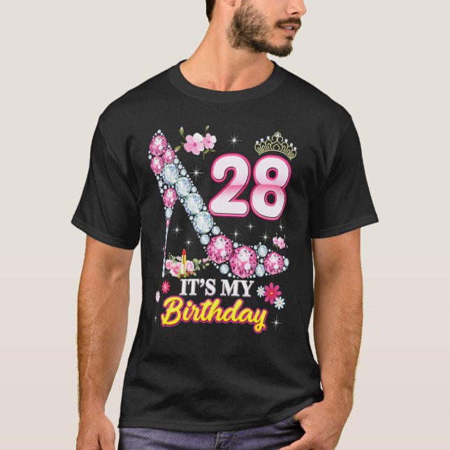 28 Years Old It's My 28th Birthday Pink Diamond Sh T-Shirt (Front)
