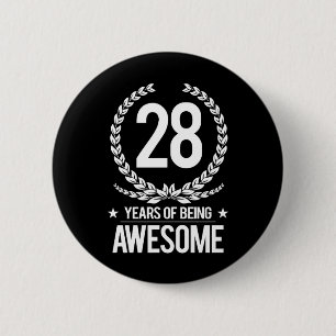 28th Birthday (28 Years Of Being Awesome) 6 Cm Round Badge