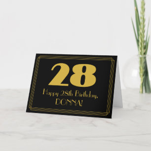 28th Birthday: Art Deco Inspired Look "28" & Name Card