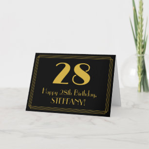 28th Birthday: Art Deco Inspired Look "28" + Name Card