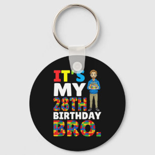 28th birthday bro boy cake building blocks autism key ring