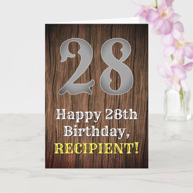 28th Birthday: Country Western Inspired Look, Name Card (Orchid)