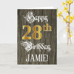 28th Birthday: Faux Gold Look + Faux Wood Pattern Card