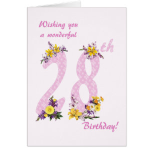 28th Birthday Flower Decorated Numbers