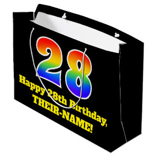 28th Birthday ~ Fun, Colourful, Vibrant, Rainbow 2 Large Gift Bag