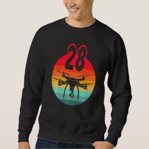 28th Birthday I Retro Remote Control Drones With C Sweatshirt