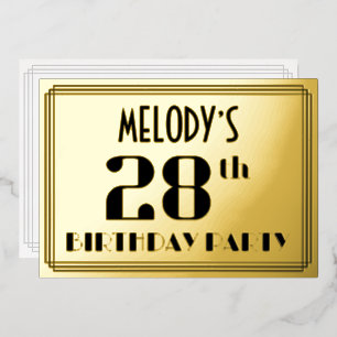 28th Birthday Party: Art Deco Look “28” and Name