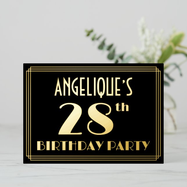 28th Birthday Party: Art Deco Look “28”, w/ Name (Standing Front)