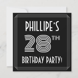 28th Birthday Party: Art Deco Style w/ Custom Name Invitation