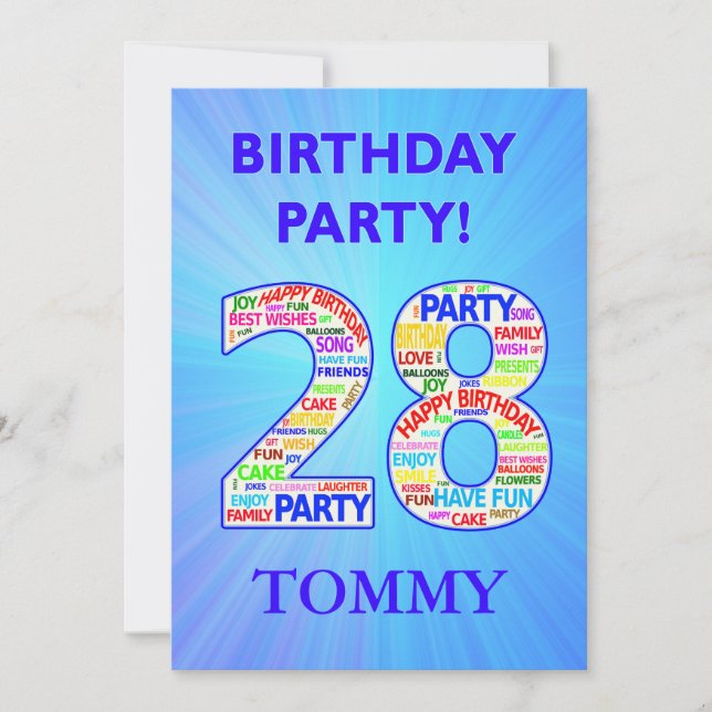 28th Birthday Party Invitation Add a Name (Front)