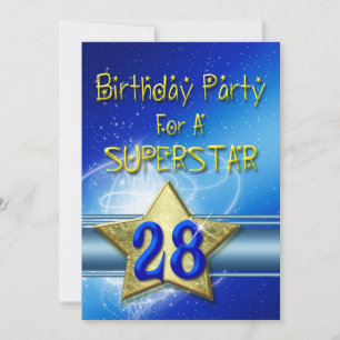28th Birthday party Invitation for a Superstar.
