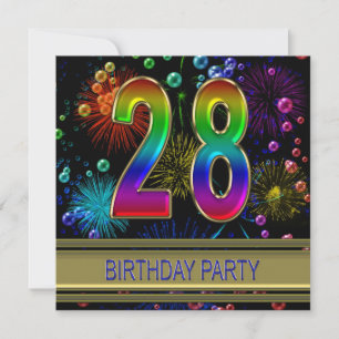 28th Birthday party Invitation with bubbles
