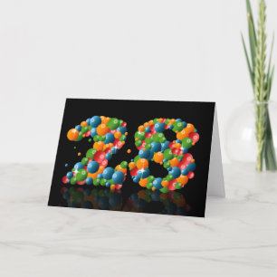 28th birthday with numbers formed from balls card