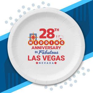 28th Wedding Anniversary Couples Las Vegas Trip Paper Plate