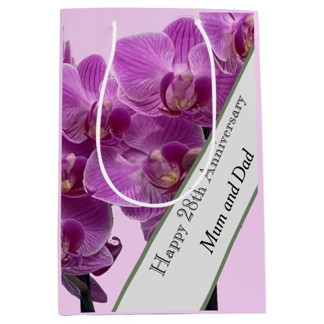 28th Wedding Anniversary Editable  Medium Gift Bag (Front)