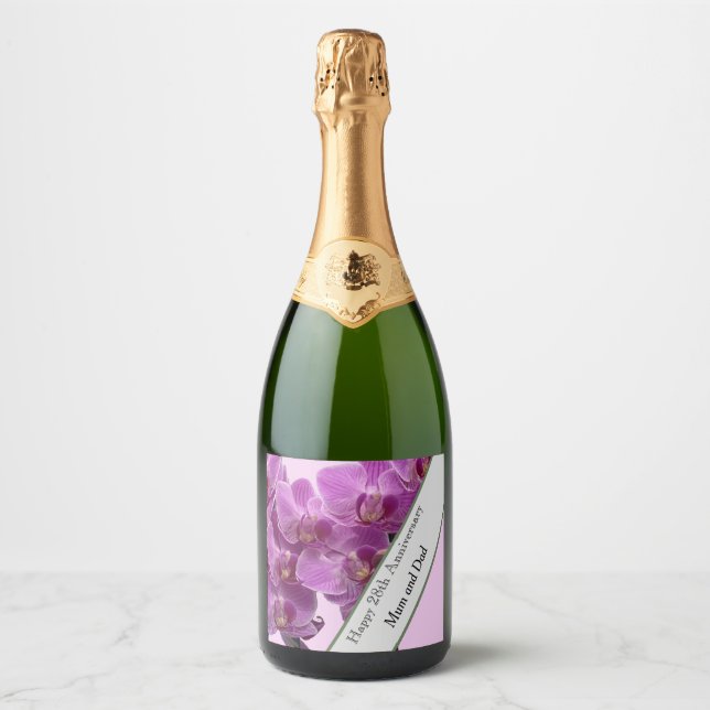 28th Wedding Anniversary Editable  Sparkling Wine Label (Front)