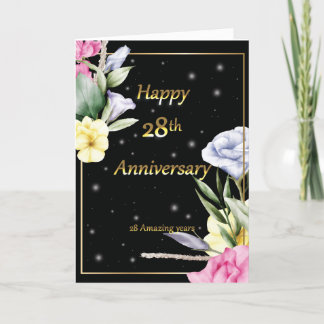 28th wedding Anniversary golden greeting card 