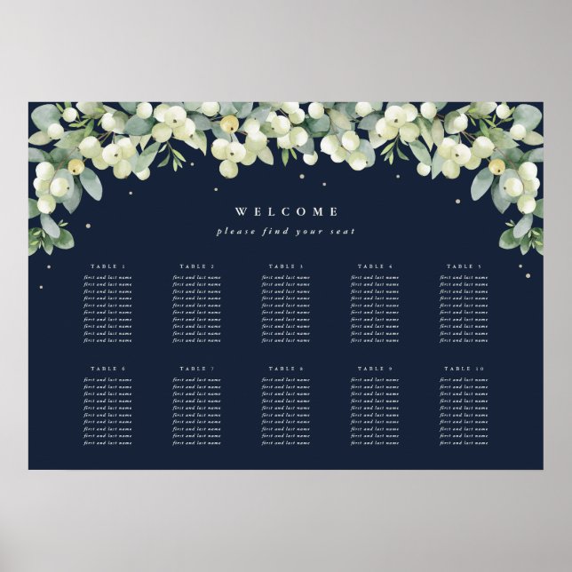 28x20" 10 Tables of 10 Seating Chart Poster (Front)