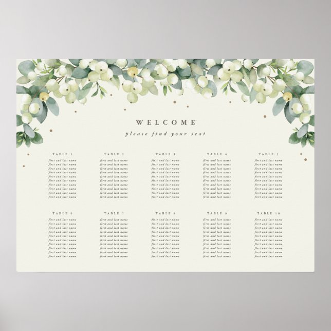 28x20" 10 Tables of 10 Seating Chart Poster (Front)