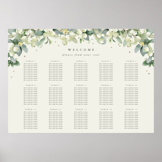 28x20" 15 Tables of 10 Seating Chart Poster (Front)