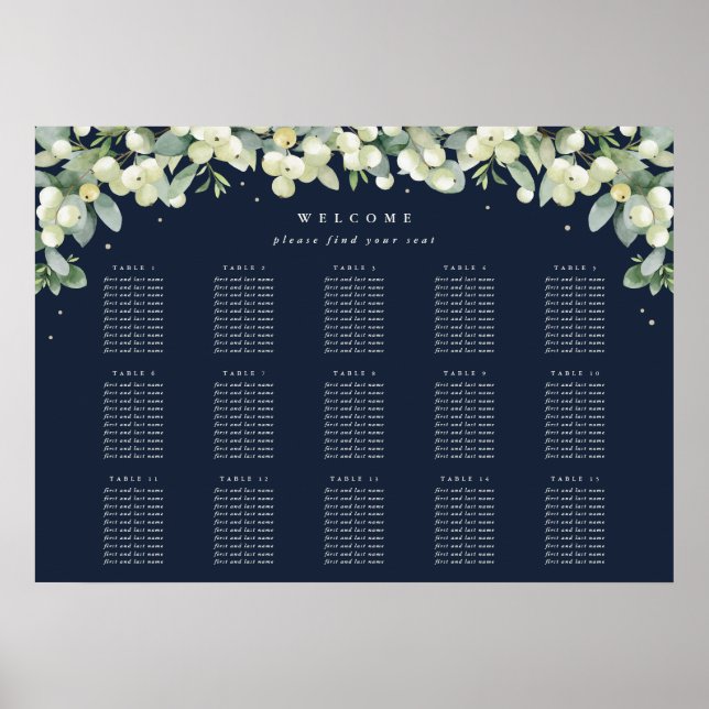 28x20" 15 Tables of 10 Seating Chart Poster (Front)