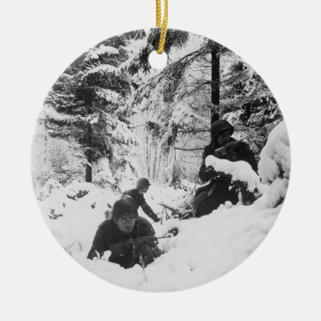 290th American Regiment in the Battle of the Bulge Ceramic Ornament (Front)