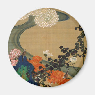 29. 菊花流水図, 若冲 Chrysanthemum & Stream, Jakuchū Magnet