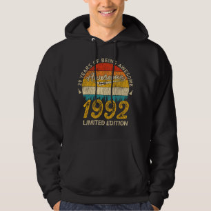 29 Year Old Bday 1992 Awesome Since 29th Birthday Hoodie