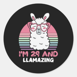 29 Year Old Bday Llamazing 29th Birthday Llama Classic Round Sticker