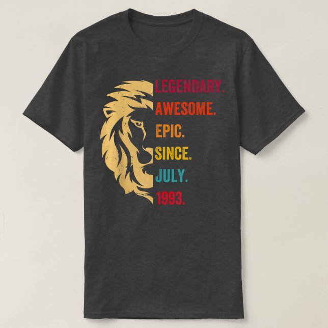 29 Years Old Gifts Legend Since July 1993 29th Bir T-Shirt (Design Front)