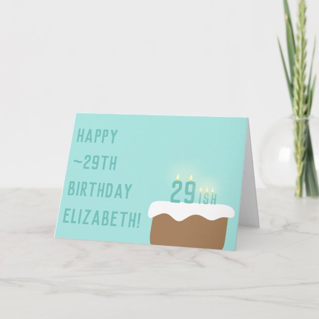 29ish Birthday Cake Candles | Funny ~29th Birthday Card (Front)
