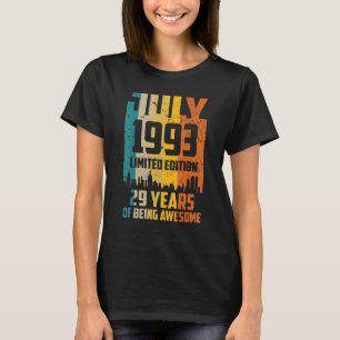 29th Birthday 29 Years Awesome Since July 1993 Vin T-Shirt
